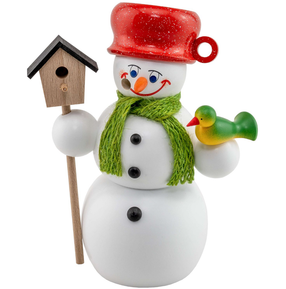 Räuchermann Schneemann mit Vogelhaus