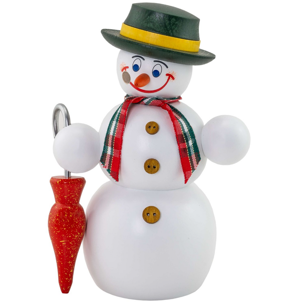 Räuchermann Schneemann mit Schirm