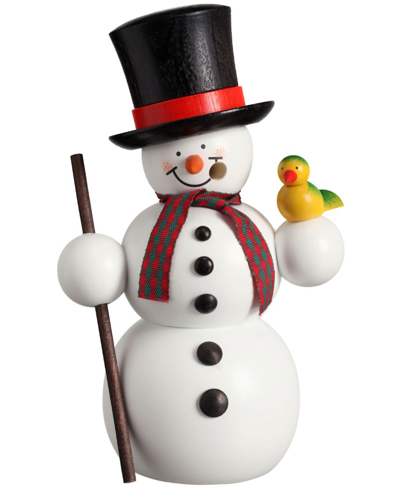 Räuchermann Schneemann mit Vogel Räuchermann Schneemann mit Vogel